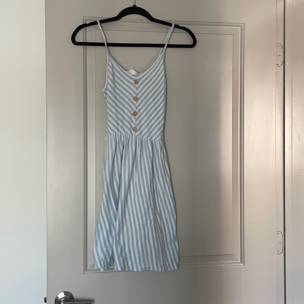 Small Striped Dress with Button Detail